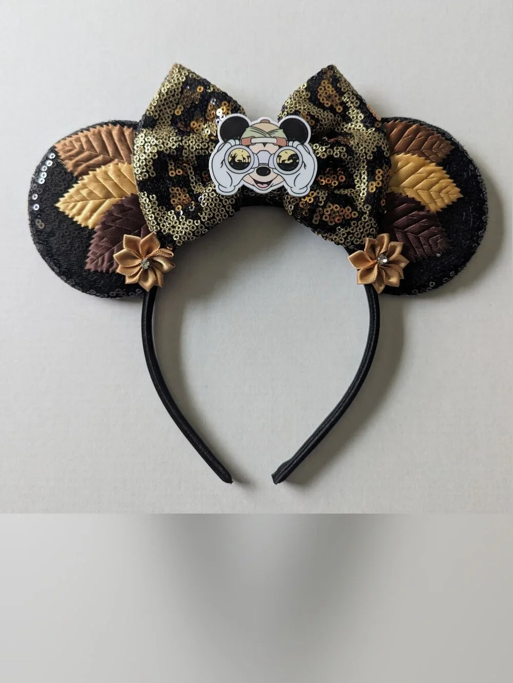 Animal Kingdom Gold & Black Sequin Minnie Ear Headband
